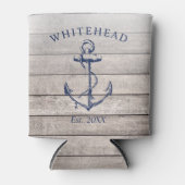 Monogram nautisch anker beige hout blikjeskoeler (Voorkant)