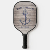 Monogram nautisch anker beige hout pickleball paddle (Achterkant)