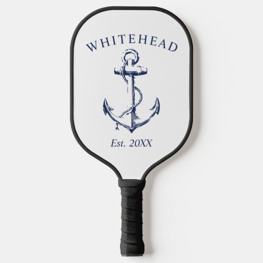 Monogram nautisch anker wit pickleball paddle (Voorkant)