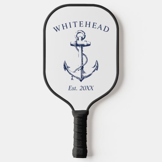 Monogram nautisch anker wit pickleball paddle (Achterkant)
