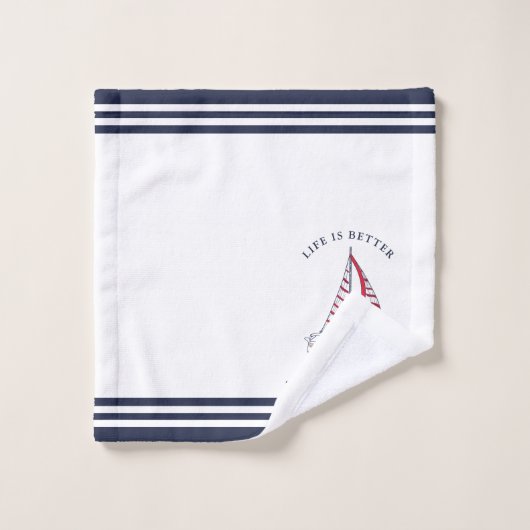 Monogram nautisch leven is beter bij het meer bad handdoek (Wasdoekje)