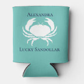 Monogram Nautisch monogram Blauwgroen White CRAB C Blikjeskoeler (Voorkant)