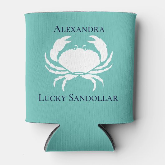 Monogram Nautisch monogram Blauwgroen White CRAB C Blikjeskoeler (Voorkant)