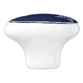 Monogram Nautisch Wit Navy Blauw Zeesterren Strand Keramische Knop (Zijkant)
