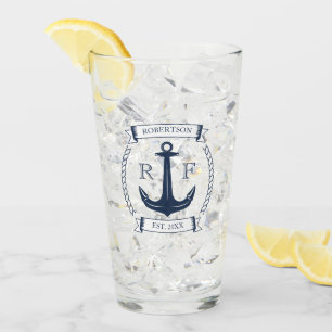 Monogram Nautische anker Glas