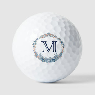 Monogram nautische bruiloft gunst schelp krans golfballen