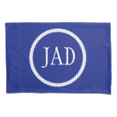 Monogram Nautische Marine Blauwe Witte Cirkel Kussensloop (Voorkant-Links)