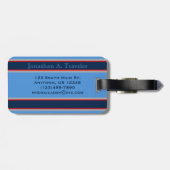 Monogram Navy and Light Blue Sport Stripes Bagagelabel (Achterkant horizontaal)