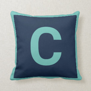 MONOGRAM NAVY AQUA DOUBLESIBLE Cushion Coussin