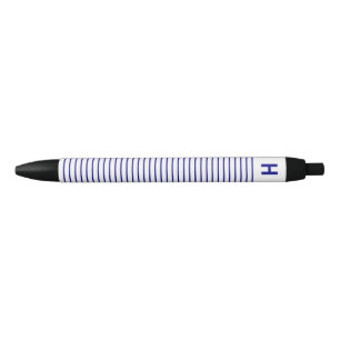 Monogram Navy Blauwe Witte Strepen Schrijfgerei Zwarte Inkt Pen