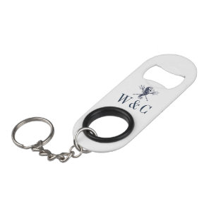 Monogram Navy Blauwe Zeepaard Zeevaart Mini Flessenopener