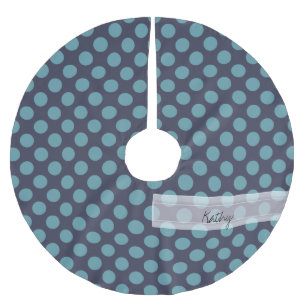 Monogram Navy Blue Baby Blue Polka Dot Pattern Kerstboom Rok