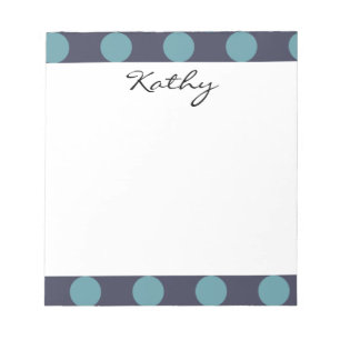 Monogram Navy Blue Baby Blue Polka Dot Pattern Notitieblok