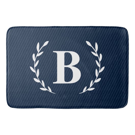 Monogram Navy Blue Bath Mat (Voorkant)