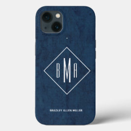 Monogram Navy Blue iPhone 13 Hoesje