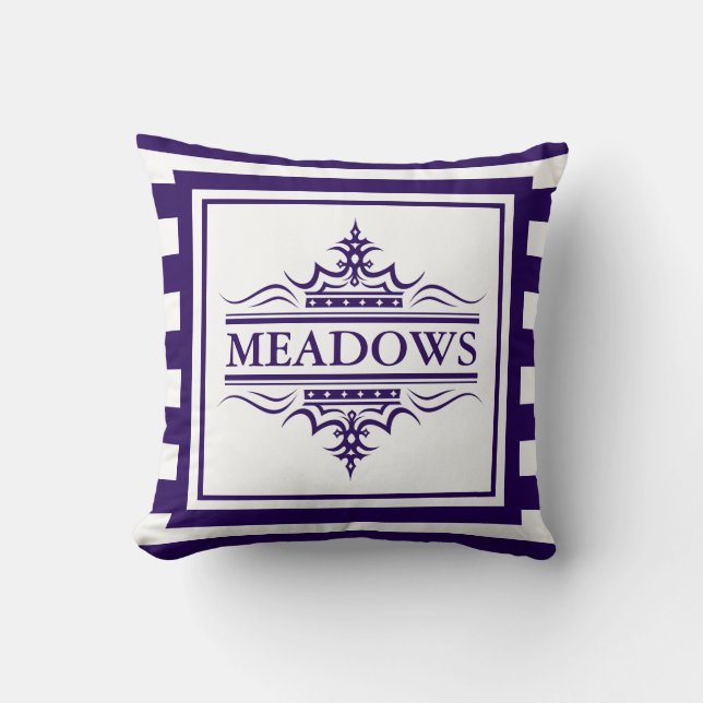 Monogram Navy Blue Elegant Nautical Sierkussen (Voorkant)