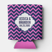 Monogram Navy-Blue en roze zigzag Chevron 2 Blikjeskoeler (Achterkant)