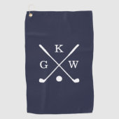Monogram Navy Blue en White Golf Clubs Golfhanddoek (Voorkant)