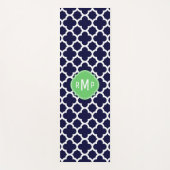 Monogram Navy Blue en White Quatrefoil Pattern Yogamat (Voorkant)
