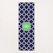 Monogram Navy Blue en White Quatrefoil Pattern Yogamat (Achterkant)