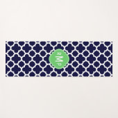 Monogram Navy Blue en White Quatrefoil Pattern Yogamat (Voorkant (horizontaal))