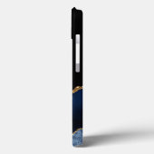 Monogram Navy Blue Glitter Agate Case-Mate iPhone Case (Achterkant / Links)