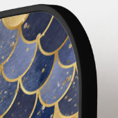 Monogram Navy Blue Gold Glitter Mermaid Scales Pickleball Paddle (Links Detail)