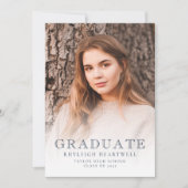 Monogram Navy Blue Gold Photo Grad Faire-part (Devant)
