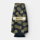 Monogram Navy Blue Gold Pineapple Flesjeskoeler (Voorkant)