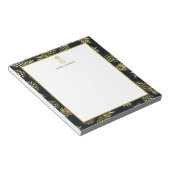 Monogram Navy Blue Gold Pineapple Notitieblok (Schuin)