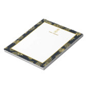Monogram Navy Blue Gold Pineapple Notitieblok (Gedraaid)