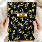 Monogram Navy Blue Gold Pineapple Notitieboek