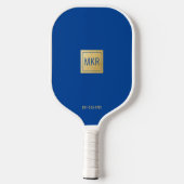 Monogram Navy Blue & Gold Square Pickleball Paddle (Achterkant)