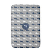 Monogram Navy Blue Gray Seahorse Badmat (Voorkant Verticaal)