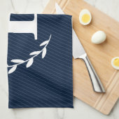 Monogram Navy Blue Kitchen Towel Theedoek (Quarter Fold)