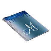 Monogram Navy Blue Metal Glitter Drives Notitieboek (Rechterzijde)