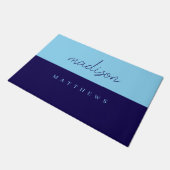 Monogram Navy Blue | Modern Minimalist Deurmat (Schuin)