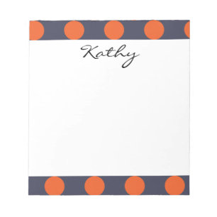 Monogram Navy Blue Oranje Chic Polka Dot Pattern Notitieblok