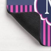 Monogram Navy Blue Pink Stripes Muismat (Hoek)