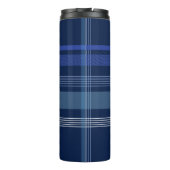 Monogram Navy Blue Pset Tartan Cute Retro Thermosbeker (Achterkant)