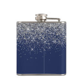 Monogram Navy Blue Silver Glam Glitter Heupfles (Achterkant)