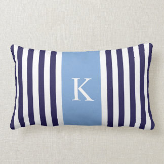 Monogram Navy Blue Stripes Kussen