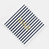Monogram Navy Blue Stripes Striped Wedding Servet (Hoek)