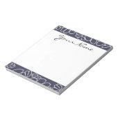 Monogram Navy Blue Whimsical Ikat Floral Pattern Notitieblok (Gedraaid)