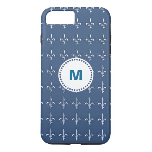 Monogram Navy Blue White Anchors Case-Mate iPhone Case (Achterkant)