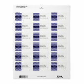 Monogram Navy Blue White Chevron Navy Etiket (Full Sheet)