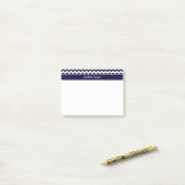 Monogram Navy Blue White Chevron Navy Post-it® Notes (Op bureau)