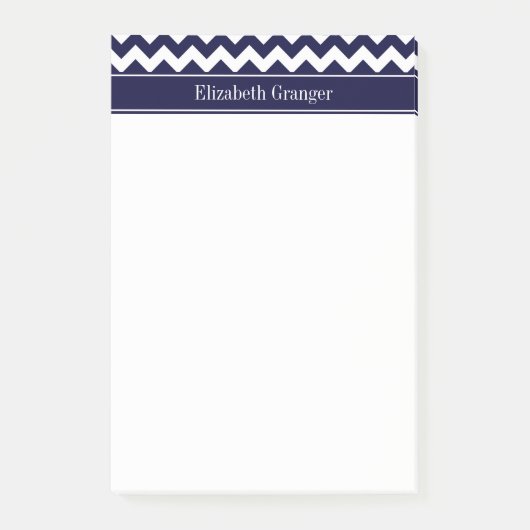 Monogram Navy Blue White Chevron Navy Post-it® Notes (Voorkant)