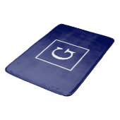 Monogram Navy Blue White Initiaal Badmat (Gekanteld)