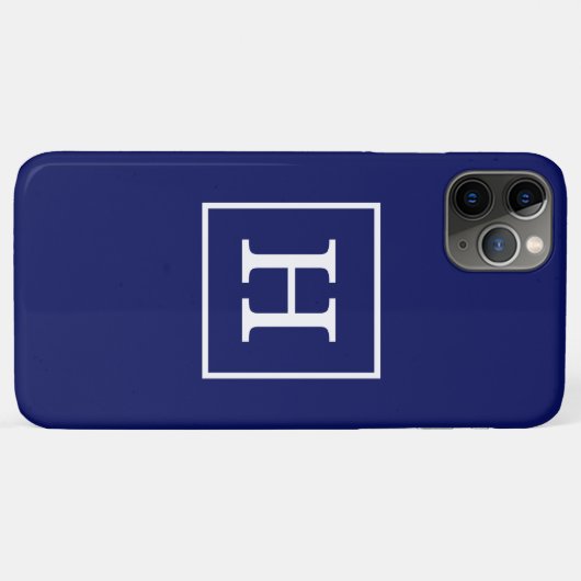 Monogram Navy Blue White Initiaal Case-Mate iPhone Case (Achterkant (horizontaal))